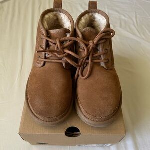 UGG Chestnut Brown Suede Ankle Booties with Shearling Lining